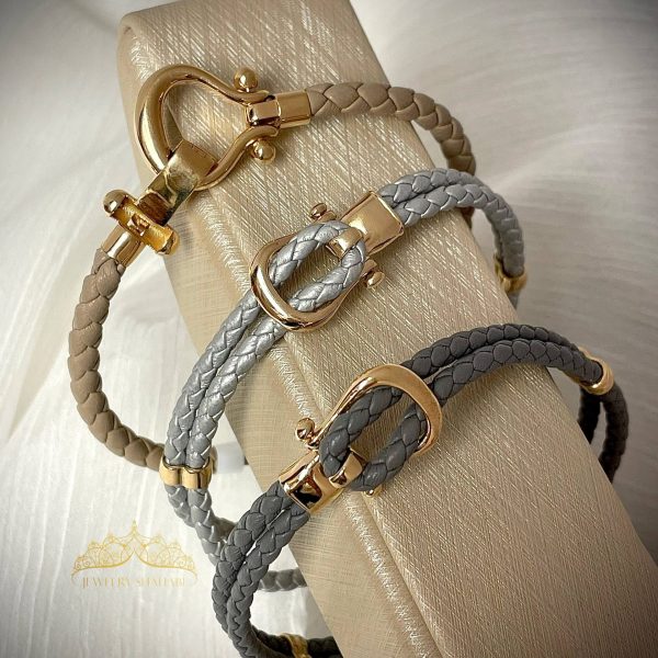 دستبند امگا چرم نسکافه ای